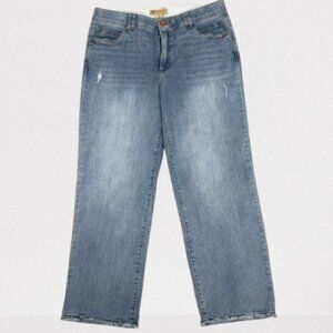 Democracy Ab Technology Womens Straight Leg Light Blue Crop Stretch Jeans Sz 16